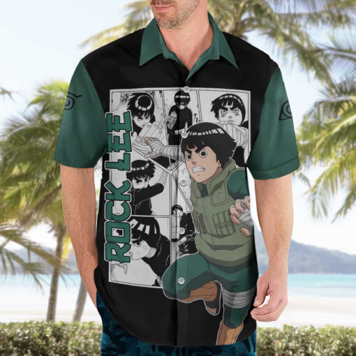 Chemise hawaïenne Rock Lee Naruto Anime Mix Manga – Image 3