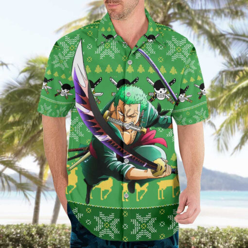 Chemise hawaïenne Roronoa Zoro One Piece Anime Mix Noël – Image 3