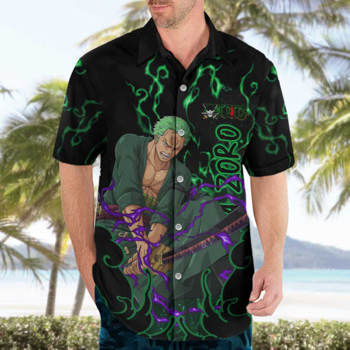 Chemise hawaïenne Roronoa Zoro One Piece motif Haki Anime – Image 3