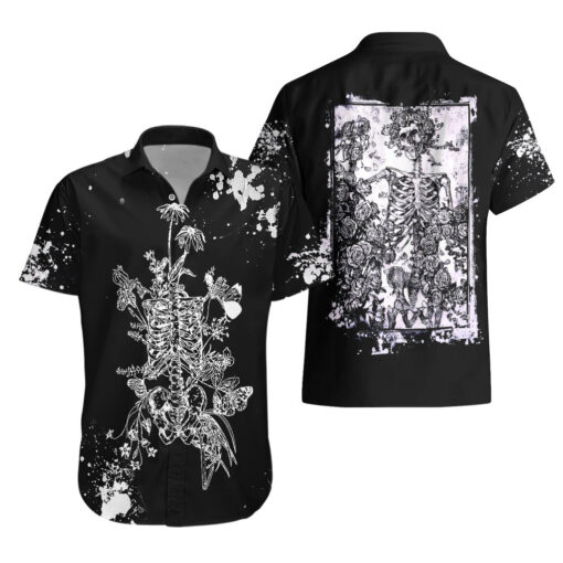 Chemise hawaïenne Crâne Rose Blanc Jour des Morts – Image 3