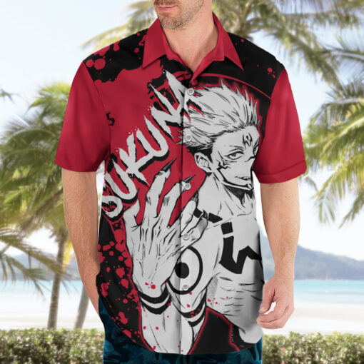 Chemise hawaïenne Ryomen Sukuna Jujutsu Kaisen style manga – Image 3