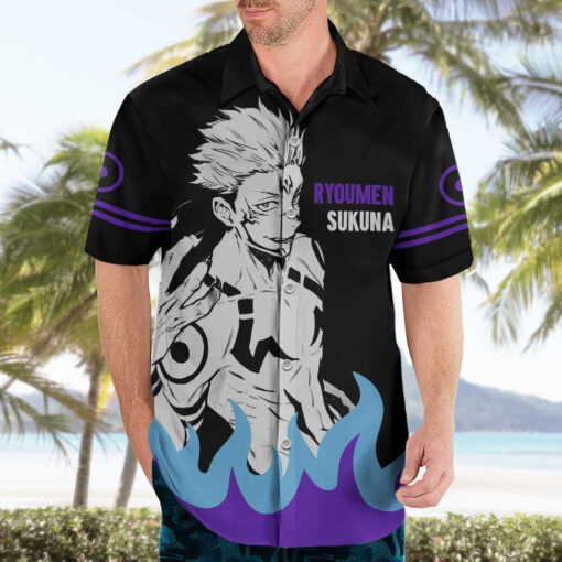 Chemise hawaïenne Ryomen Sukuna Jujutsu Kaisen style manga – Image 3