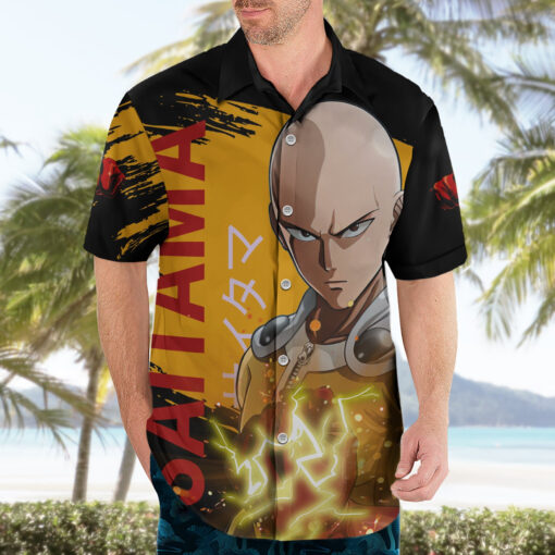 Chemise hawaïenne Saitama One Punch Man drôle et cool anime – Image 3