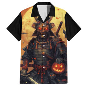 Chemise hawaïenne Halloween samouraï Japon art