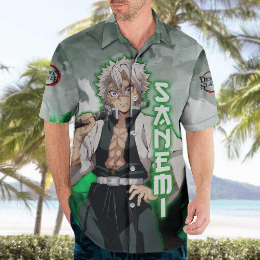 Chemise hawaïenne Sanemi Shinazugawa Demon Slayer anime – Image 3
