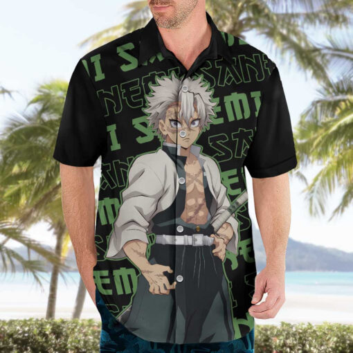 Chemise hawaïenne Sanemi Shinazugawa Demon Slayer anime motif mix – Image 3