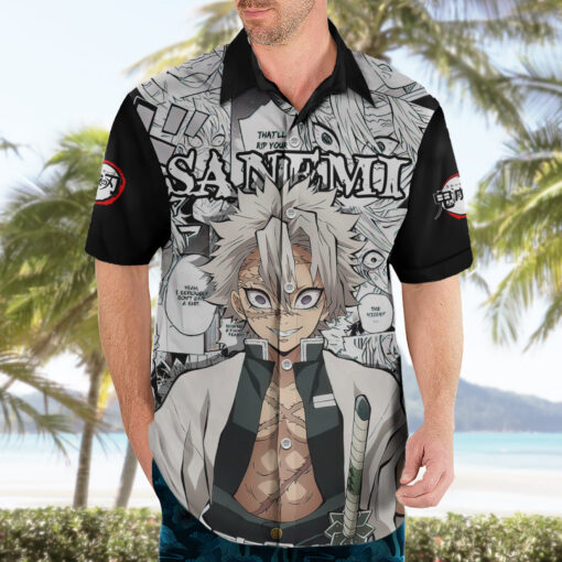 Chemise hawaïenne Sanemi Shinazugawa Demon Slayer anime – Image 3
