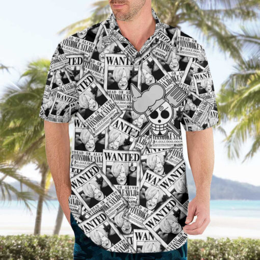 Chemise hawaïenne Sanji Wanted One Piece anime – Image 3