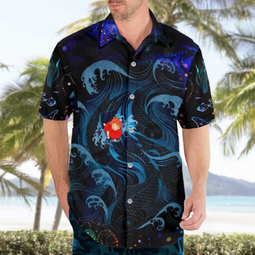 Chemise hawaïenne Créatures marines Ponyo Studio Ghibli trippy – Image 3
