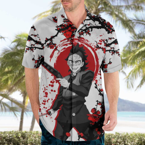 Chemise hawaïenne Sanemi Shinazugawa Demon Slayer anime Japon – Image 3