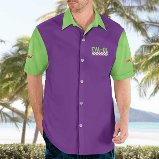 Chemise hawaïenne Shinji Ikari x Eva 01 Neon Genesis Evangelion anime – Image 3