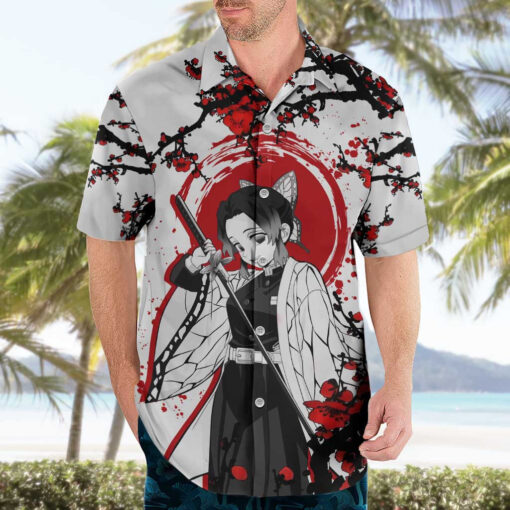 Chemise hawaïenne Shinobu Kocho Demon Slayer anime Japon – Image 3
