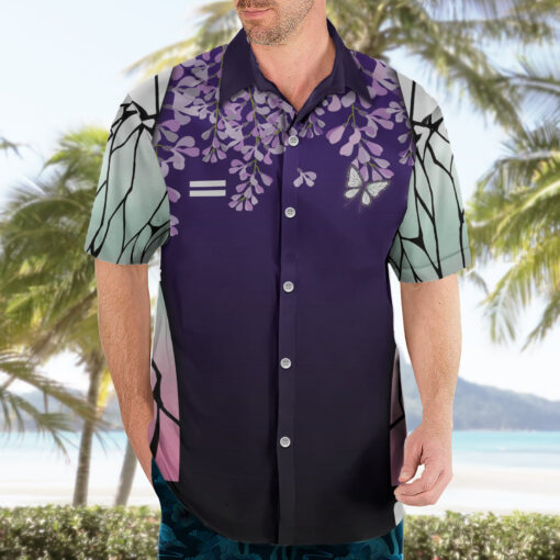 Chemise hawaïenne Shinobu Kocho Demon Slayer anime Japon – Image 3