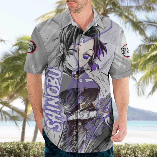 Chemise hawaïenne Shinobu Kochou Demon Slayer anime Semon – Image 3