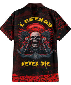 Chemise hawaïenne Crâne biker Légende jamais morte