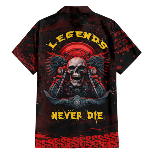 Chemise hawaïenne Crâne biker Légende jamais morte