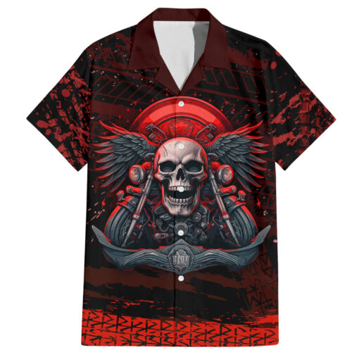 Chemise hawaïenne Crâne biker Légende jamais morte – Image 2