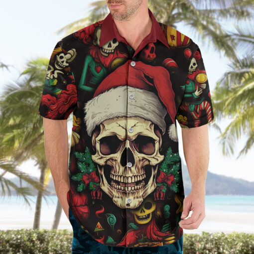 Chemise hawaïenne Crâne de Noël Quand tu es mort à l’intérieur mais c’est Noël – Image 3