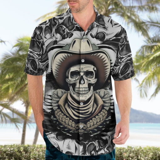 Chemise hawaïenne Crâne cowboy Hors-la-loi – Image 3