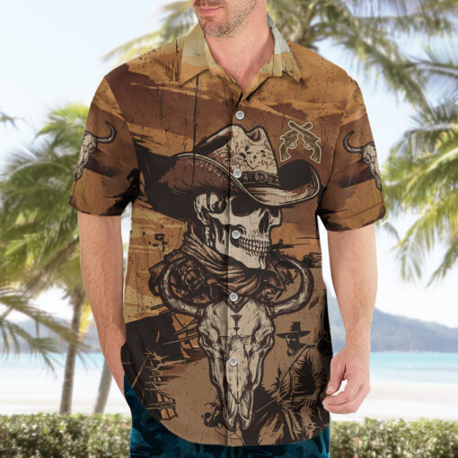 Chemise hawaïenne Crâne cowboy Lève-toi cowboy – Image 3