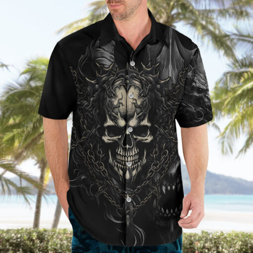 Chemise hawaïenne Crâne démon fantastique Il est temps de libérer un peu d’enfer – Image 3