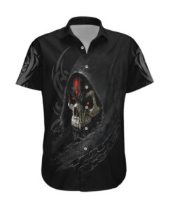 Chemise hawaïenne Crâne faucheur noir