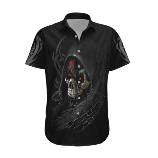 Chemise hawaïenne Crâne faucheur noir