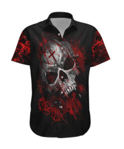 Chemise hawaïenne Crâne cri de crâne ensanglanté