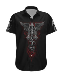 Chemise hawaïenne Crâne croix serpent crâne sanglant