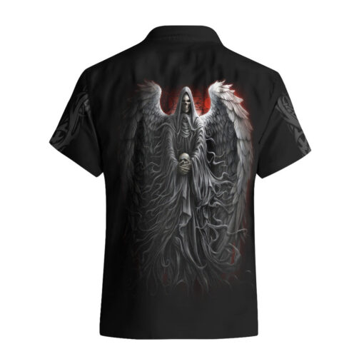 Chemise hawaïenne Crâne ange de la mort tient crâne – Image 2