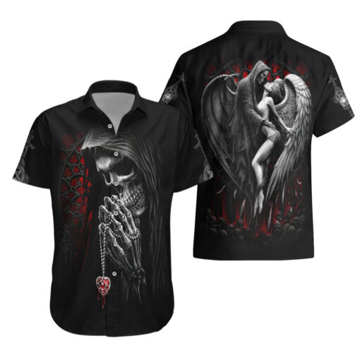 Chemise hawaïenne Crâne ange de la mort amoureux – Image 3