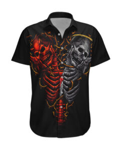 Chemise hawaïenne Crâne diable et ange crânes jumeaux