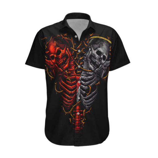 Chemise hawaïenne Crâne diable et ange crânes jumeaux