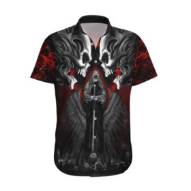 Chemise hawaïenne Crâne double crâne et ange de la mort