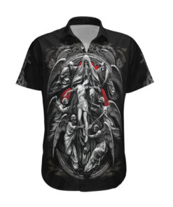 Chemise hawaïenne Crâne faucheurs éthérés anges de la mort au visage de crâne
