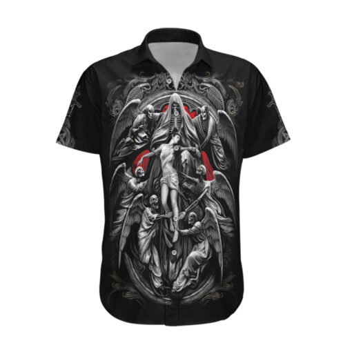 Chemise hawaïenne Crâne faucheurs éthérés anges de la mort au visage de crâne