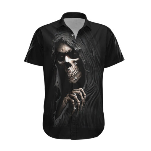 Chemise hawaïenne Crâne squelette maléfique à l’intérieur