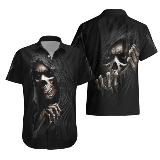 Chemise hawaïenne Crâne squelette maléfique à l’intérieur – Image 3