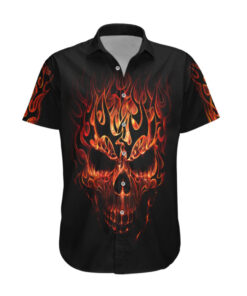 Chemise hawaïenne Crâne feu tatouage cri
