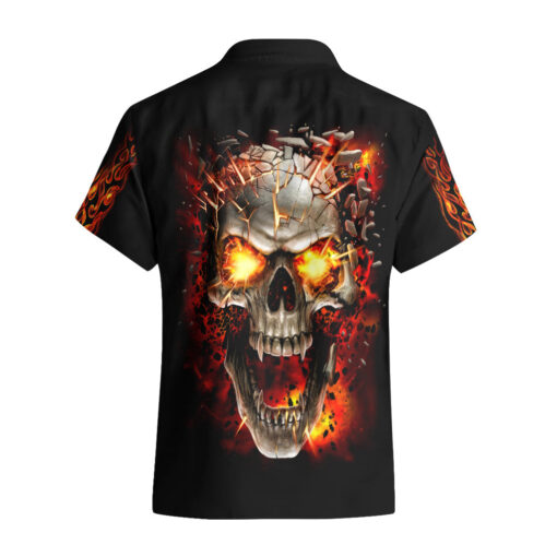 Chemise hawaïenne Crâne feu tatouage cri – Image 2