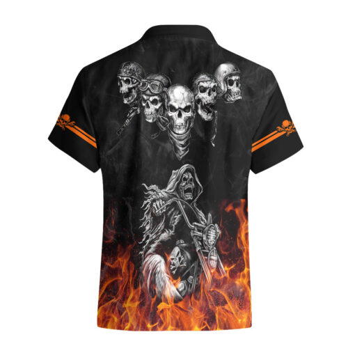 Chemise hawaïenne Crâne cinq crânes avec moto – Image 2