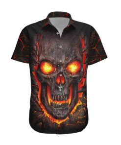 Chemise hawaïenne Crâne flamme lave intérieure
