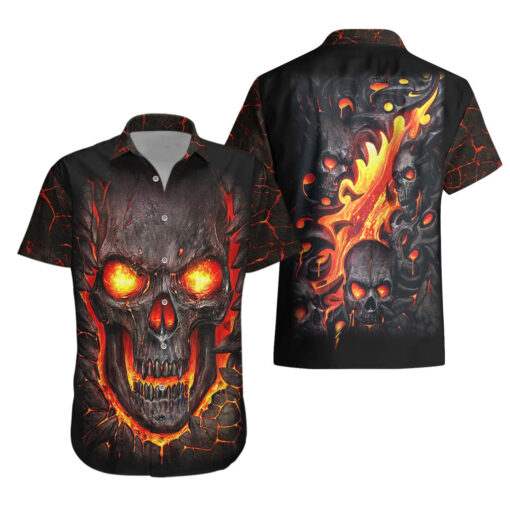 Chemise hawaïenne Crâne flamme lave intérieure – Image 3