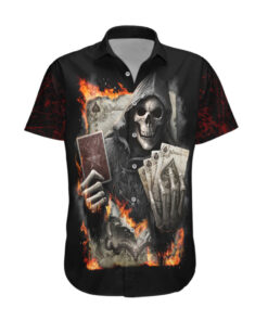 Chemise hawaïenne Crâne jeu d’argent mort feu