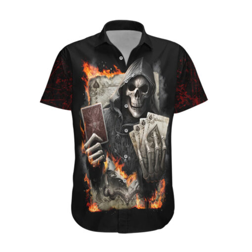 Chemise hawaïenne Crâne jeu d’argent mort feu