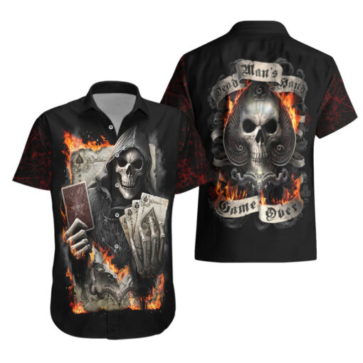 Chemise hawaïenne Crâne jeu d’argent mort feu – Image 3