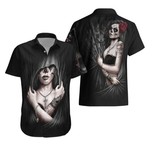 Chemise hawaïenne Crâne Fille Dia de los Muertos – Image 3