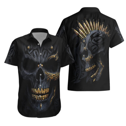 Chemise hawaïenne Crâne Crâne d’or Gangster – Image 3