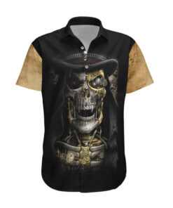 Chemise hawaïenne Crâne Crâne d’or Steampunk
