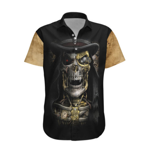 Chemise hawaïenne Crâne Crâne d’or Steampunk
